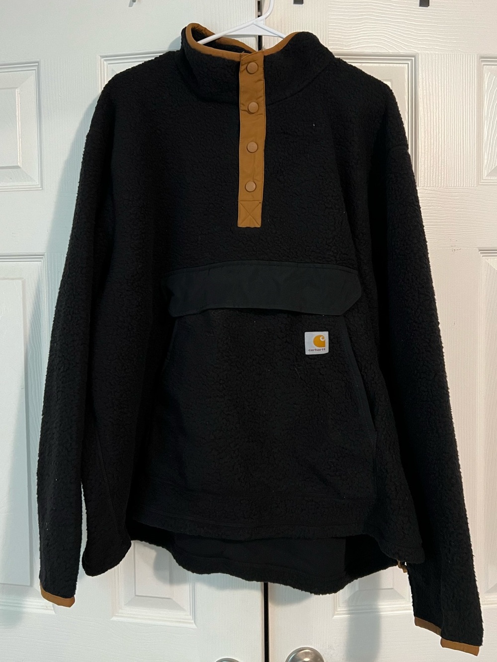 Carhartt Black Sherpa Pullover with Tan Trim